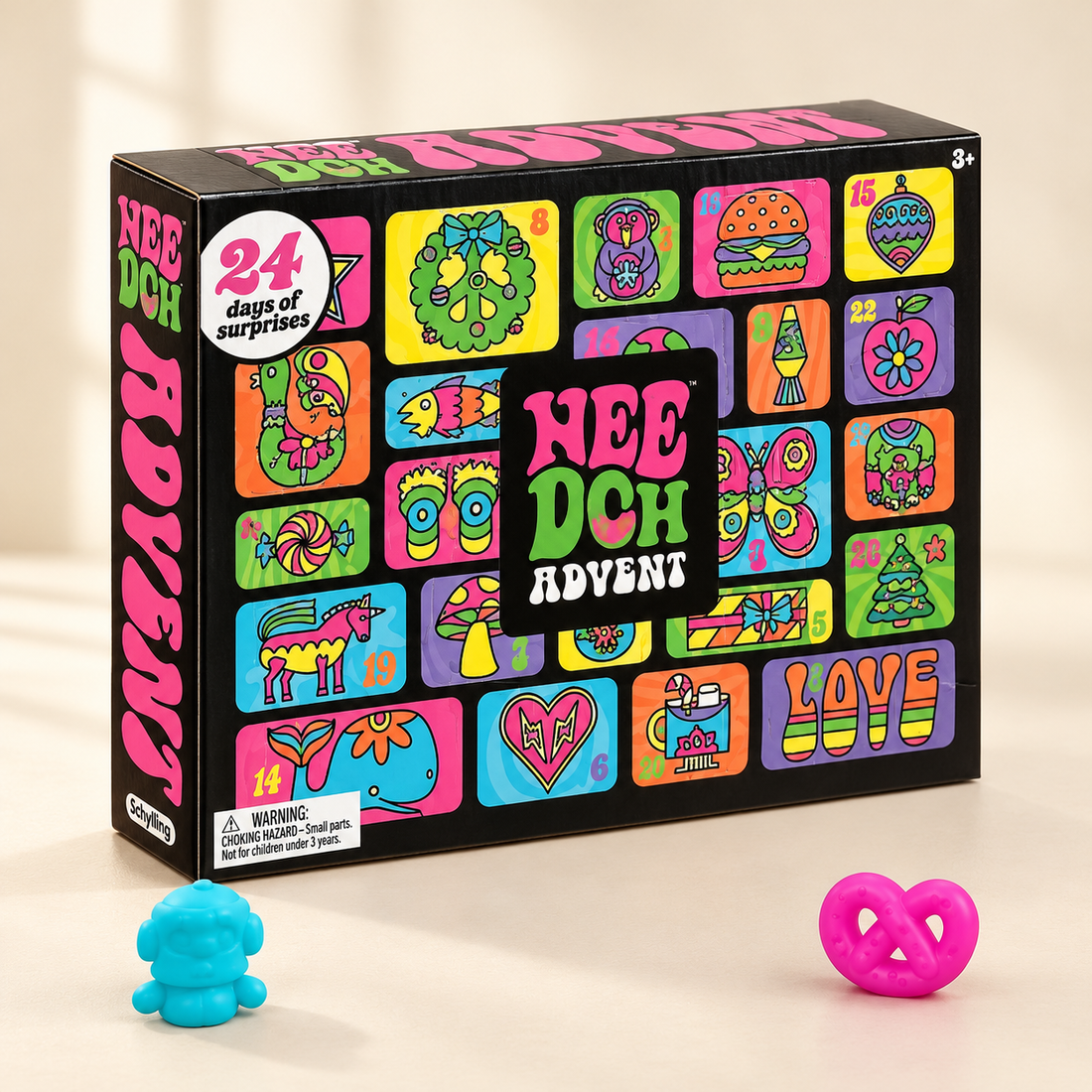 Calendrier pop avec deux exemples de squishy